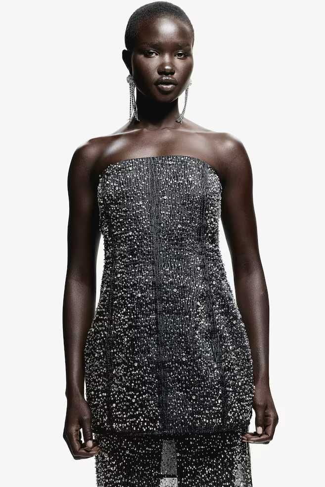Мини рокля бандо с декорации H&M 2024 Holiday collection