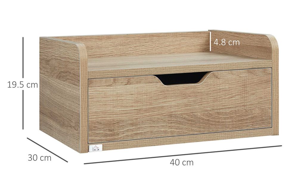 Set 2 noptiere suspendate HomCom stejar, 40x30x20cm, sigilate