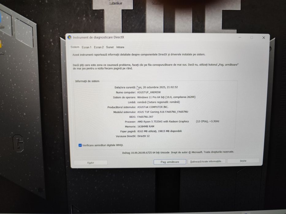 Asus Tuf Gaming A16. VAND URGENT !!!