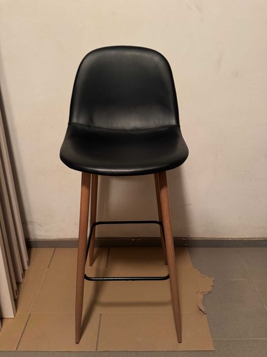 Бар стол JONSTRUP черна изкуствена кожа/цвят натурален дъб 4бр.