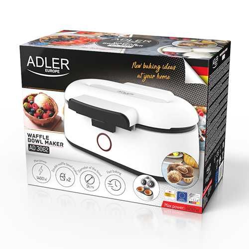 Aparat pentru preparat vafe/gofre, Adler AD 3062, 1000-1400W