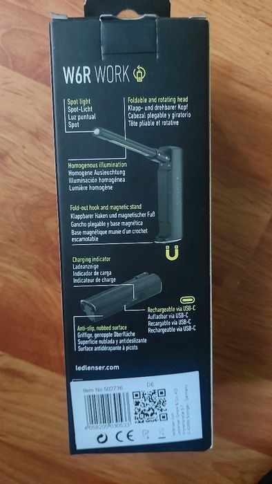 LEDLENSER Lanterna W6R Work Black 500LM+USB