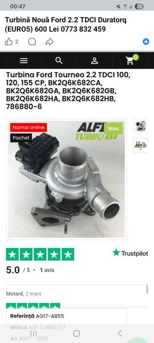 Turbină Ford 2.2 Tdci , 100,120,155Cp.NOUĂ