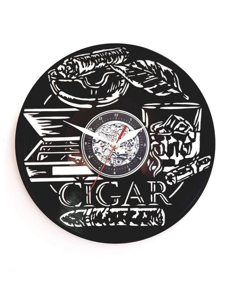 "CIGAR "Ceas de perete lucrat manual din discuri de VINYL