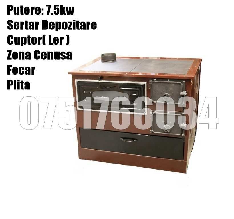 Soba Plita Cuptor Gatit Bucatarie Sertar Lemne 7.5kw LIVRARE GRATUITA