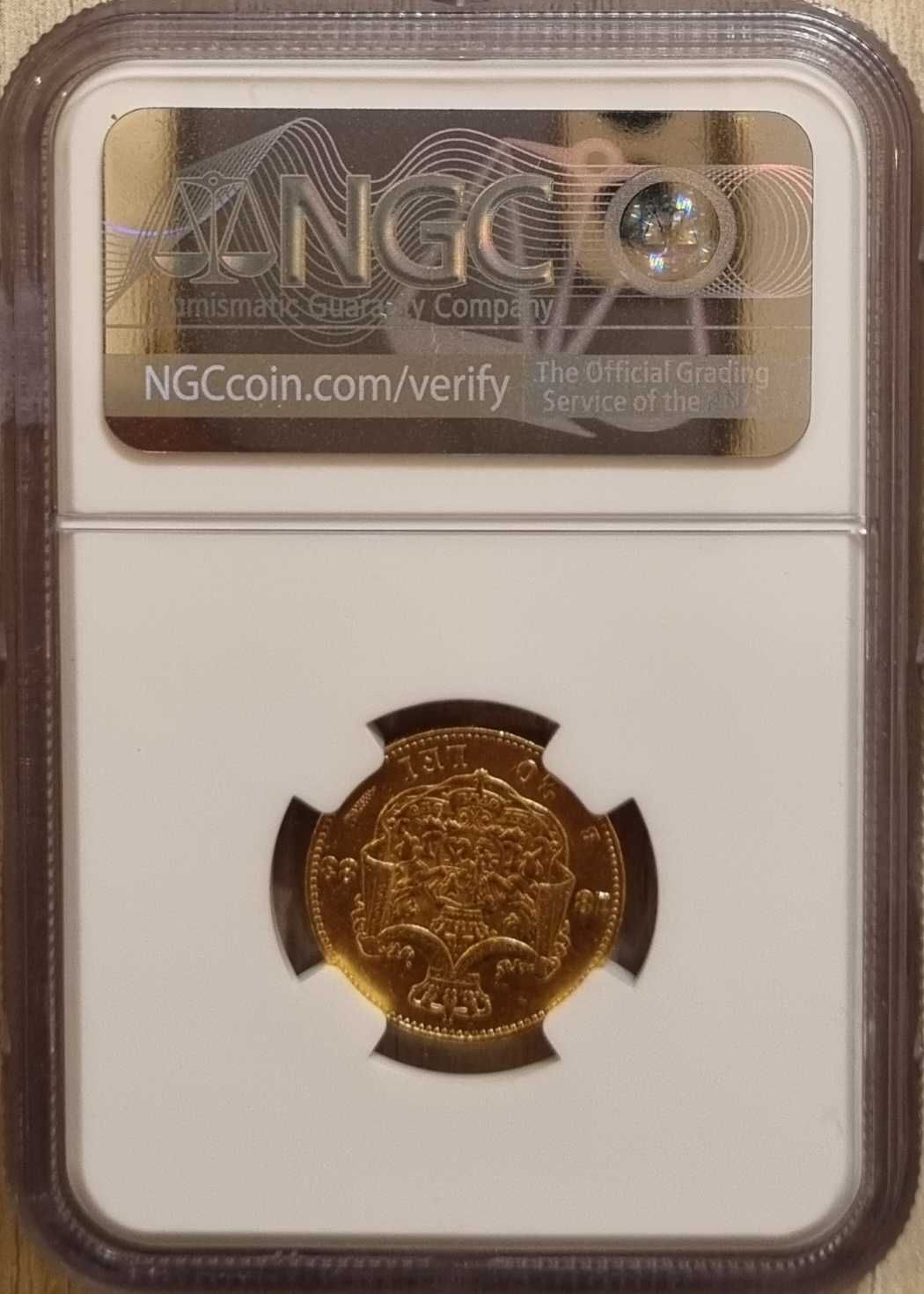 Moneda aur 20 Lei 1883, Carol I, gradata NGC AU 53