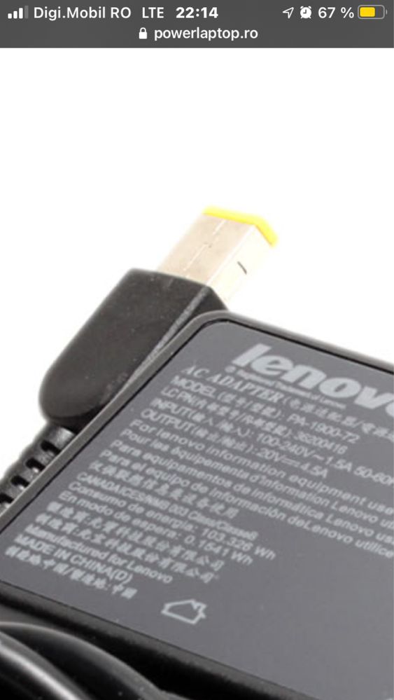 Incarcator charger lenovo thinkpad original 90w 45 watt 2 ani garantie