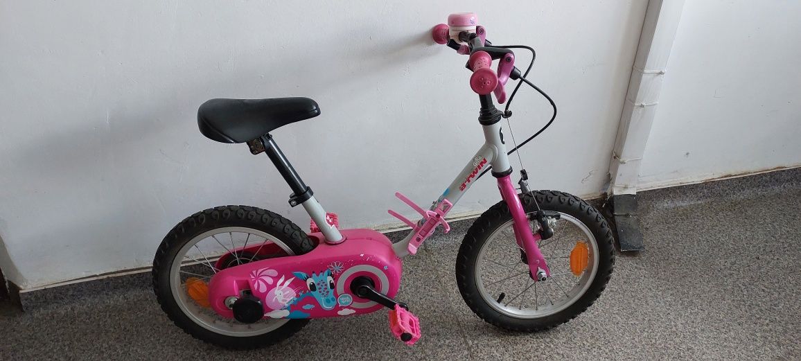 Bicicleta BTWIN Copii roz cu alb