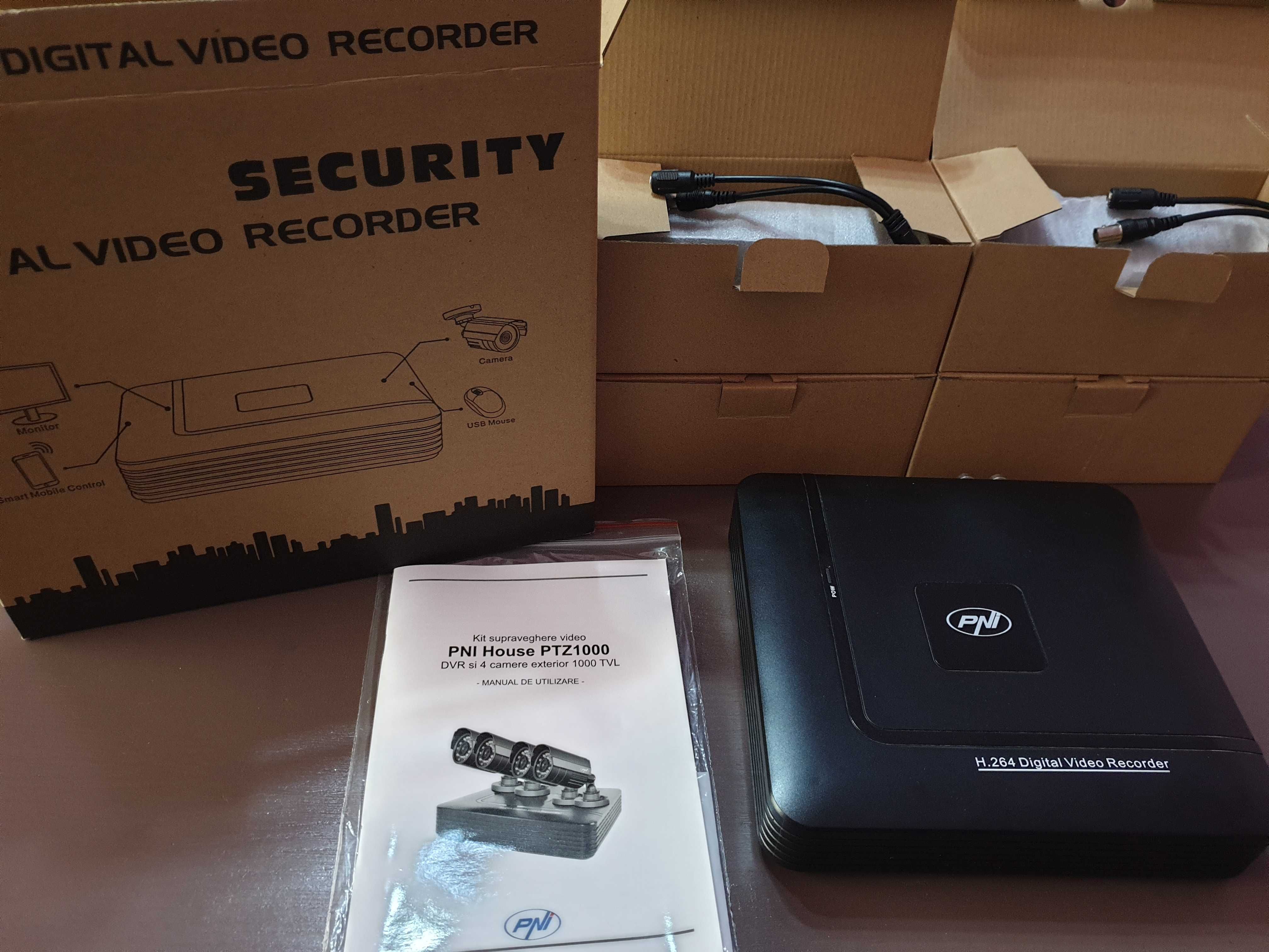 Kit Supraveghere Video PNI, DVR+WD 1TB, 4 camere noi