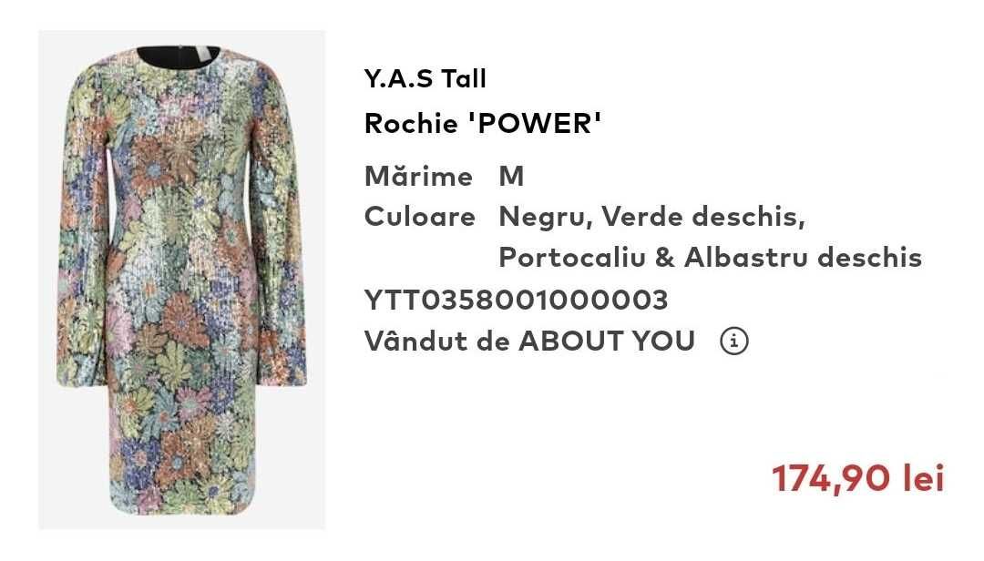 Rochie midi multicolora cu paiete, 38-M, Y.A.S