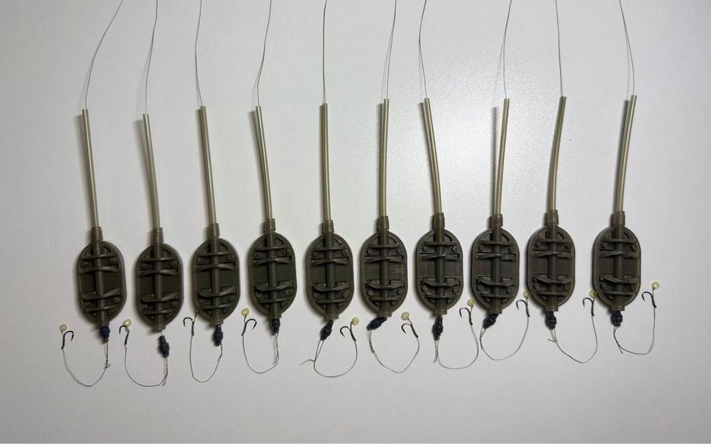 Set 10 monturi methot feeder+set 25 riguri cu banda sau spin + penar