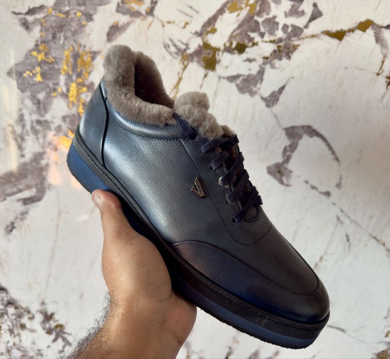 Мужская кожаная обувь с натуральным мехом
