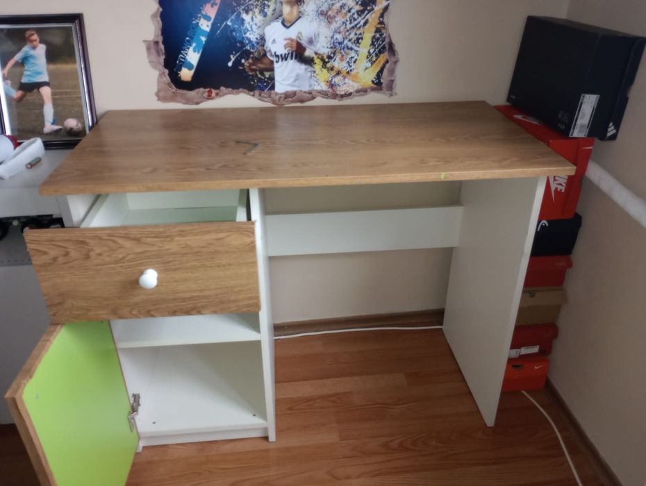 Birou mdf copii alb cu verde