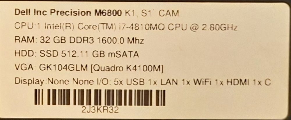 Лаптоп Dell Precision M6800