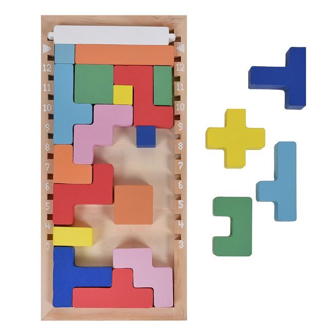 Puzzle Lemn Diverse Culori si Forme 12.5x25.5cm