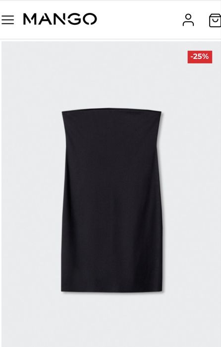 Mango черна безшевна рокля, без презрамки, нова