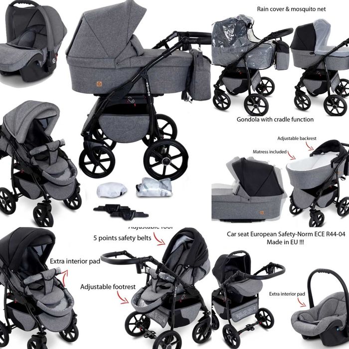 Vand Carucior Boston Gri 3 in 1