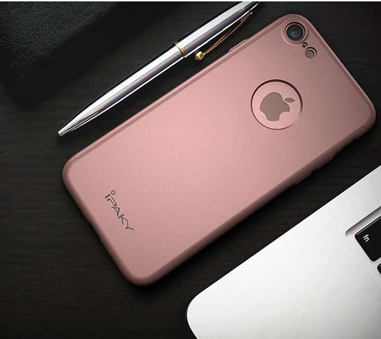 Husa 360º iPaky pentru iPhone 7 cu folie de protectie - Rose Gold