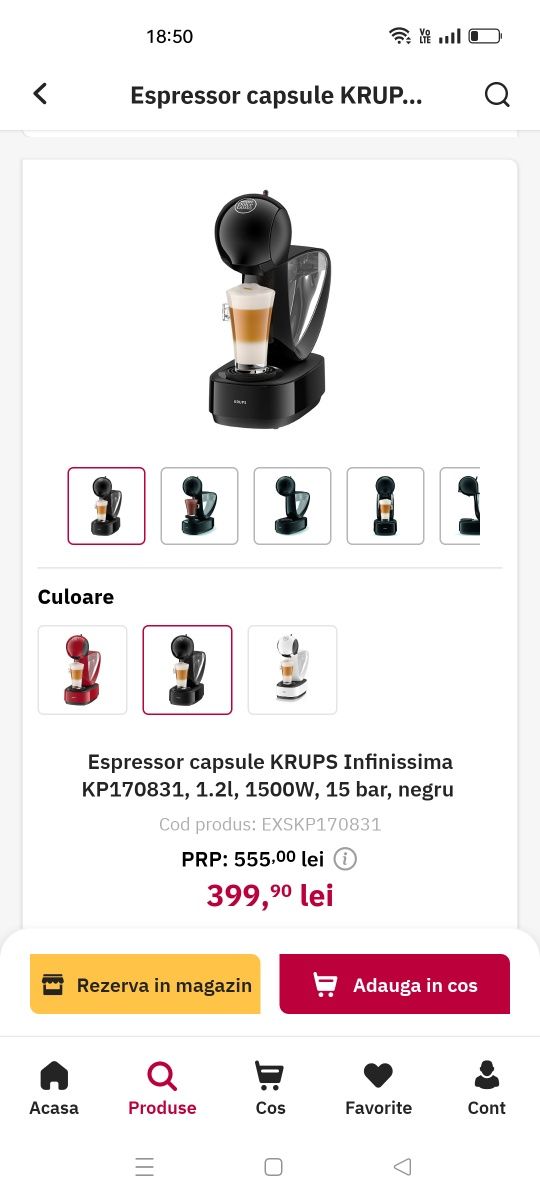 Vand aparat Krups infinisima.capsule