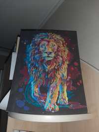 Картина неонового льва