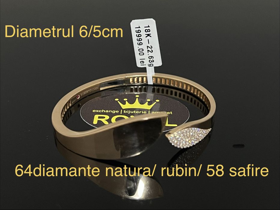 Bijuteria Royal CB : Bratara dama aur 18k 22,63gr Diamante Rubin Safir