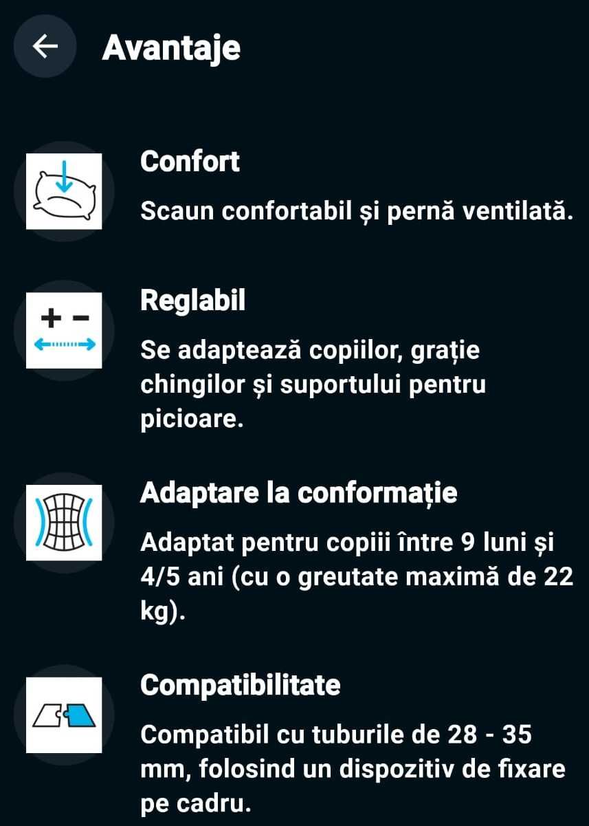 Scaun bicicleta pentru copii