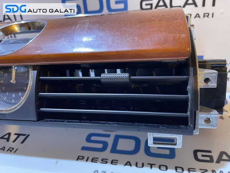 Gura Grila Aer Ventilatie Aerisire Centrala cu Ceas Bord si Capac VW Phaeton 2002 - 2010 Cod 3D1819144 3D0919204 3D0820511