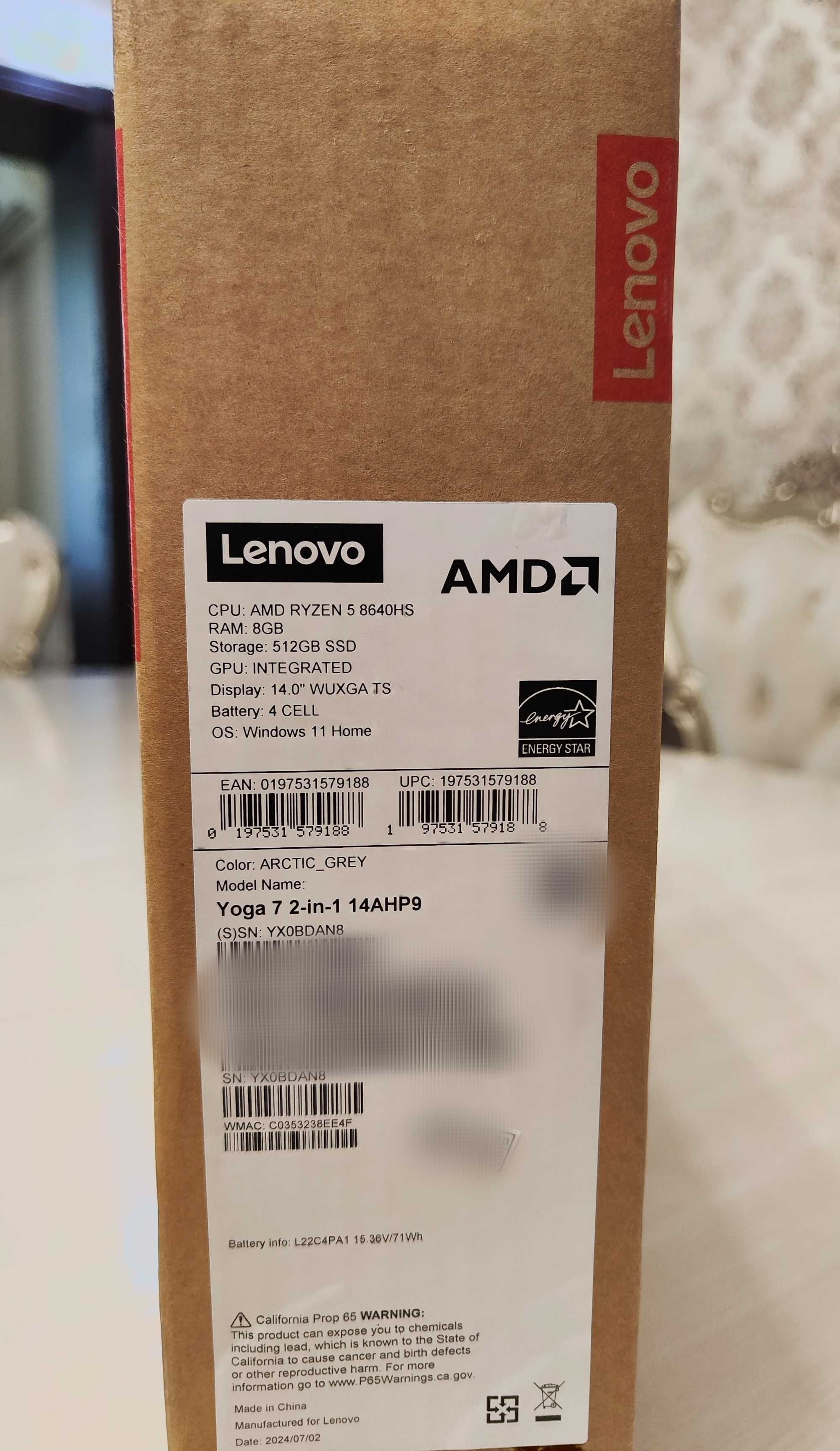 Продаётся Сенсорный Ноутбук Lenovo Yoga 7 2-в-1, 360-градус 14 дюйм