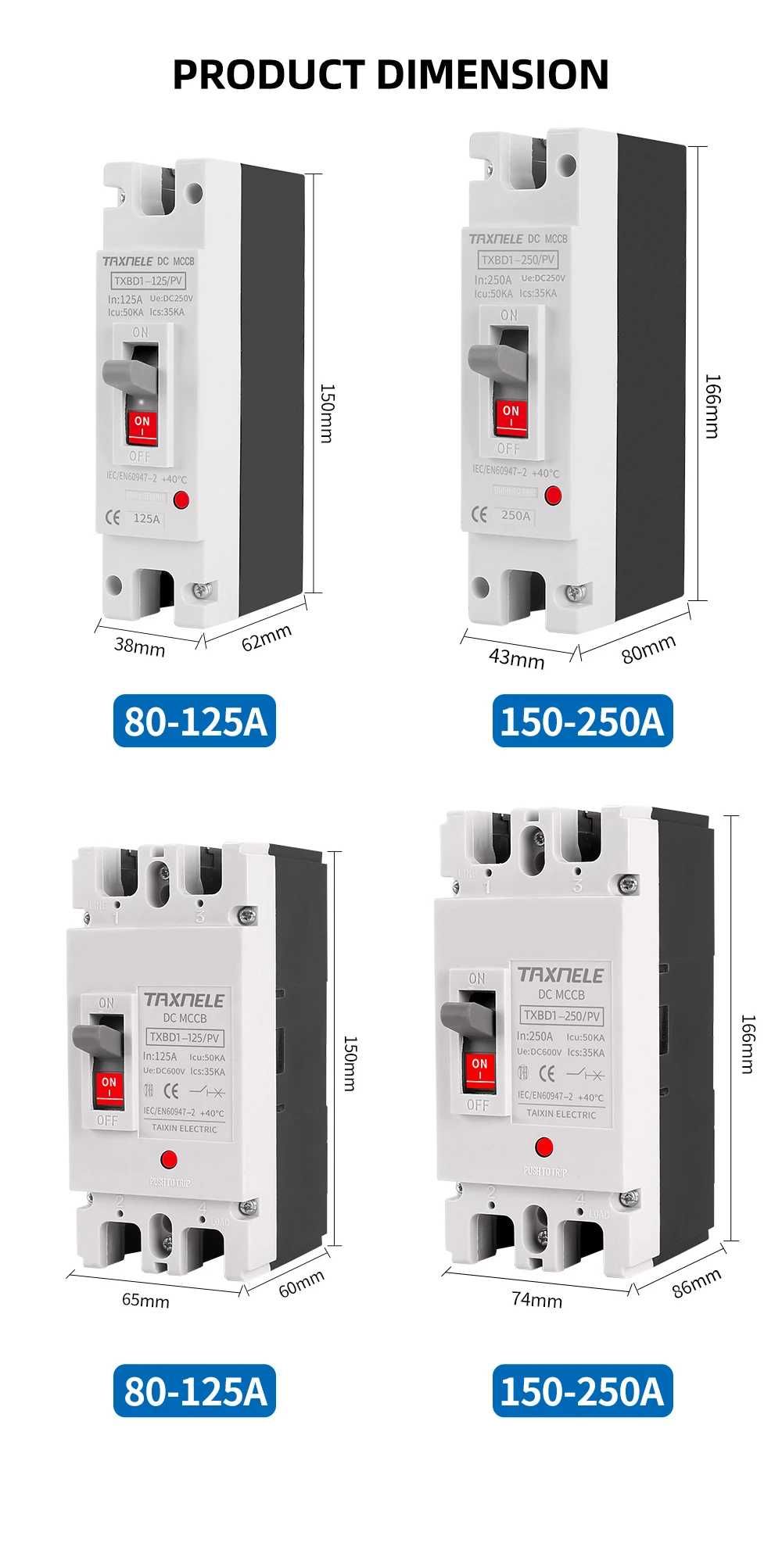 Siguranta curent continuu 2P 250 A, sisteme fotovoltaice ,ifepo4