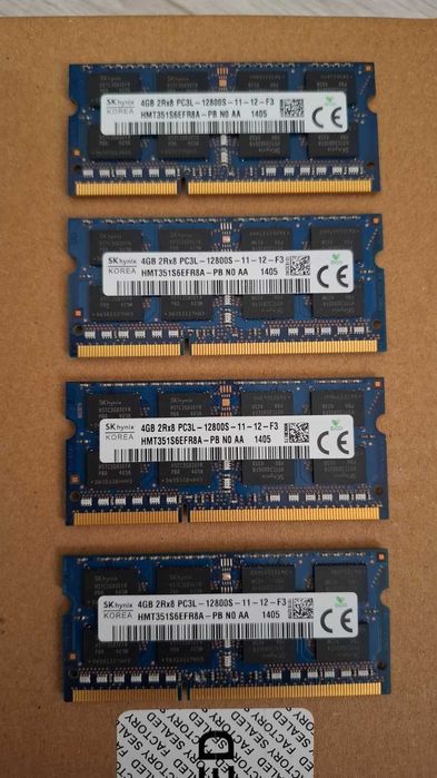 Memorie laptop SK hynix 4 x 4GB DDR3, 1600Mhz PC3L Low 1.35V