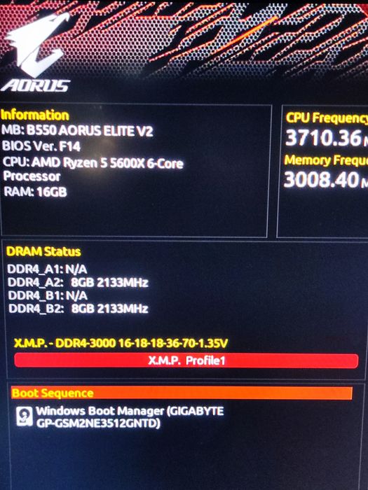 Ryzen 5 5600x, 16 GB RAM, 512 SSD, B550 AORUS ELITE, 3000 MHZ