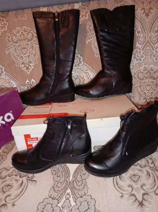 Продам ботиночки ,сапоги женские р 40.Кожа.Россия.