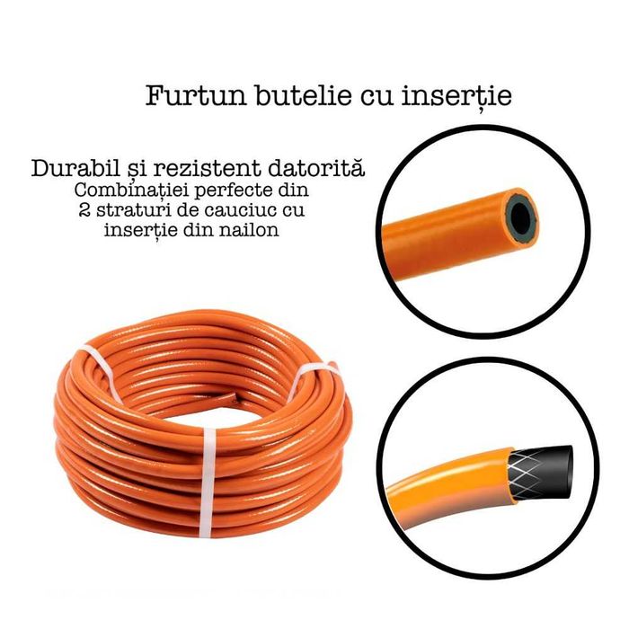 Arzator gaz din fonta cu 3 focuri+2M Furtun gaz+Ceas butelie+2xColiere