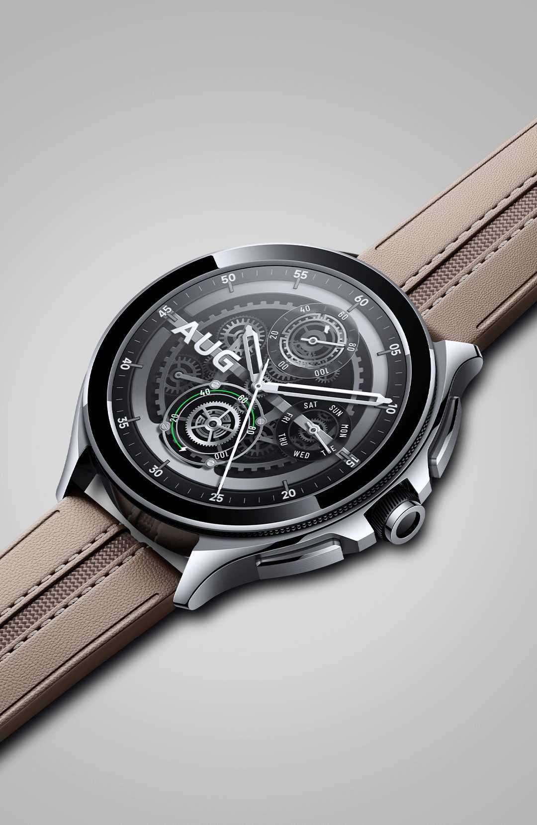 Умные часы Xiaomi Watch 2 Pro 4G (Silver, Brown Leather Strap)