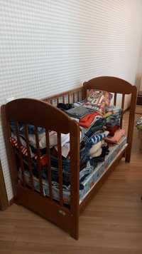 Кроватка детская деревянная, Россия + матрас, набор бортиков, балдахин