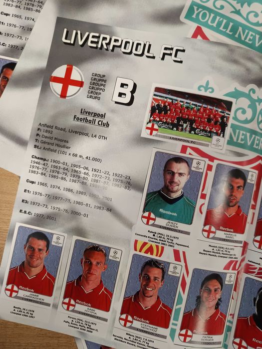 Отбора на Ливърпул за албума на Панини 2001-2002 Шампионска Лига.