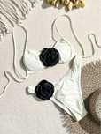 Costum de baie C113 (Daira-Shop.ro) Bej Alb cu Floare PushUp Brazilian