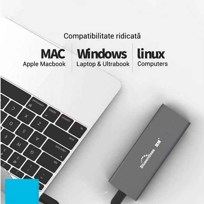 Rack extern / carcasa SSD M.2 NGFF (de tip SATA) la USB 3.0 + USB-C