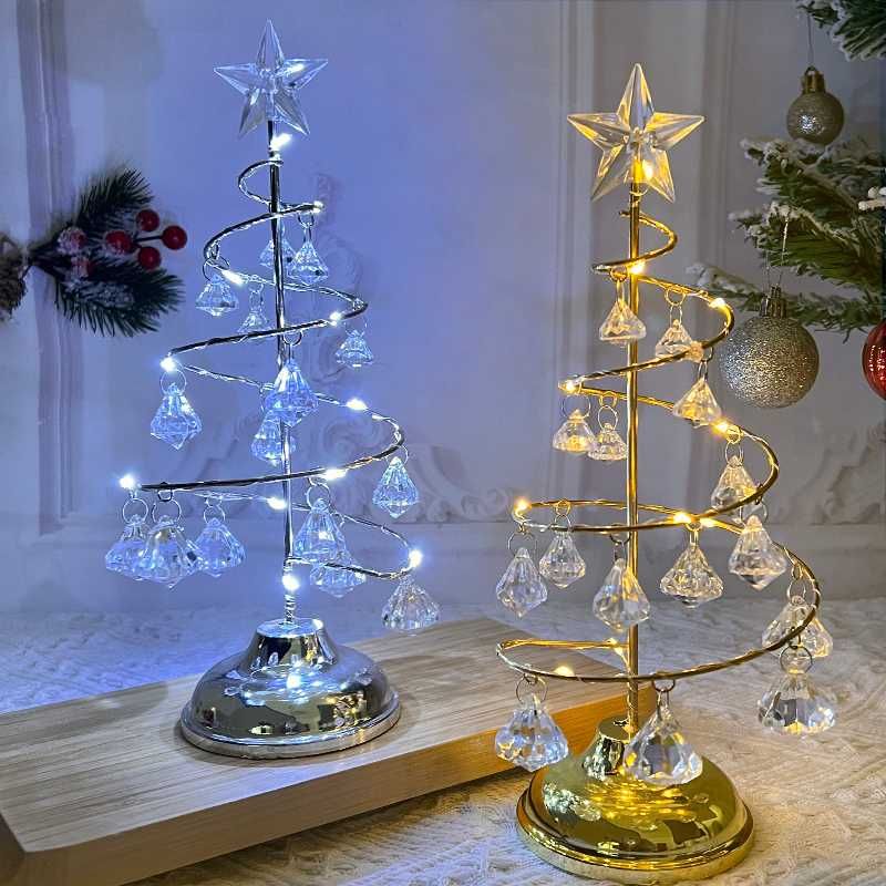Коледна елха акумулаторна нощна лампа LED с диаманти