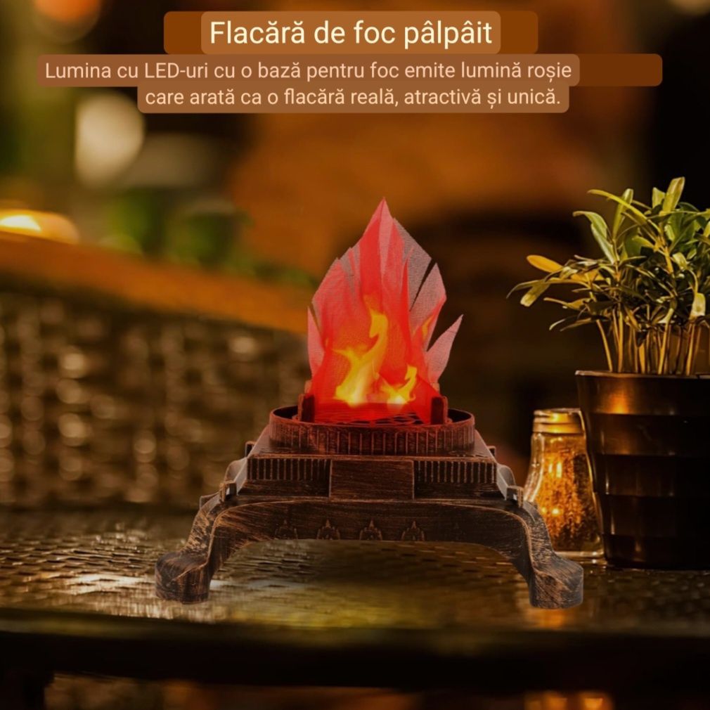 Lampă 3D Flacără de Foc
