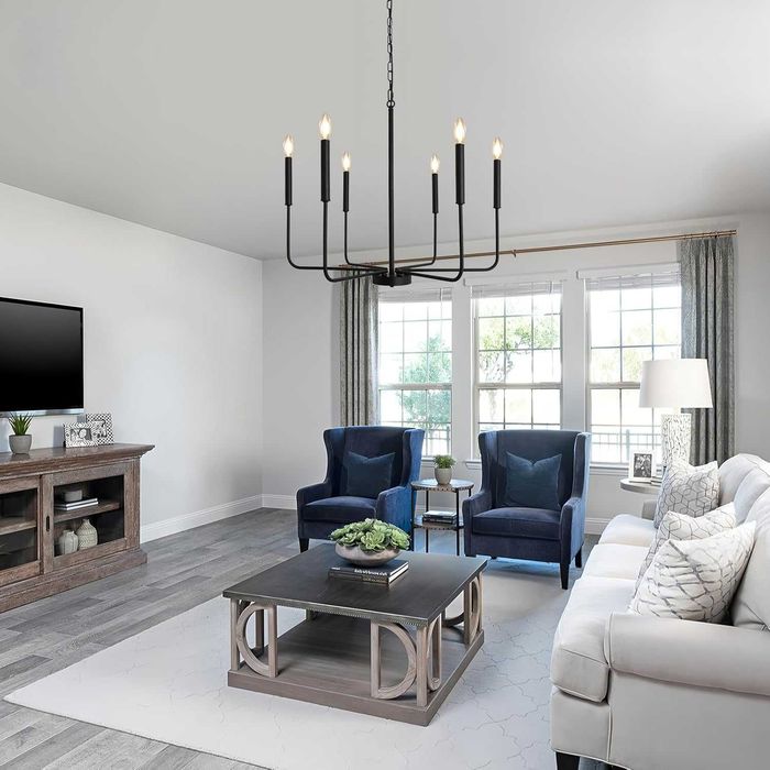 Candelabru modern, Wtuoing, lustra 6 brate, E14, negru