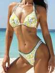 Costum de baie C167 Galben Lamai stil Victoria Secret Talie Inalta
