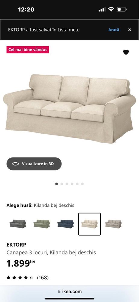 Canapea cu fotoliu Ikea , model Ektorp