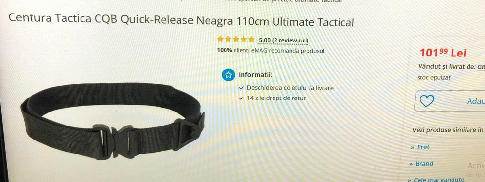 Centura textila neagra 110 cm