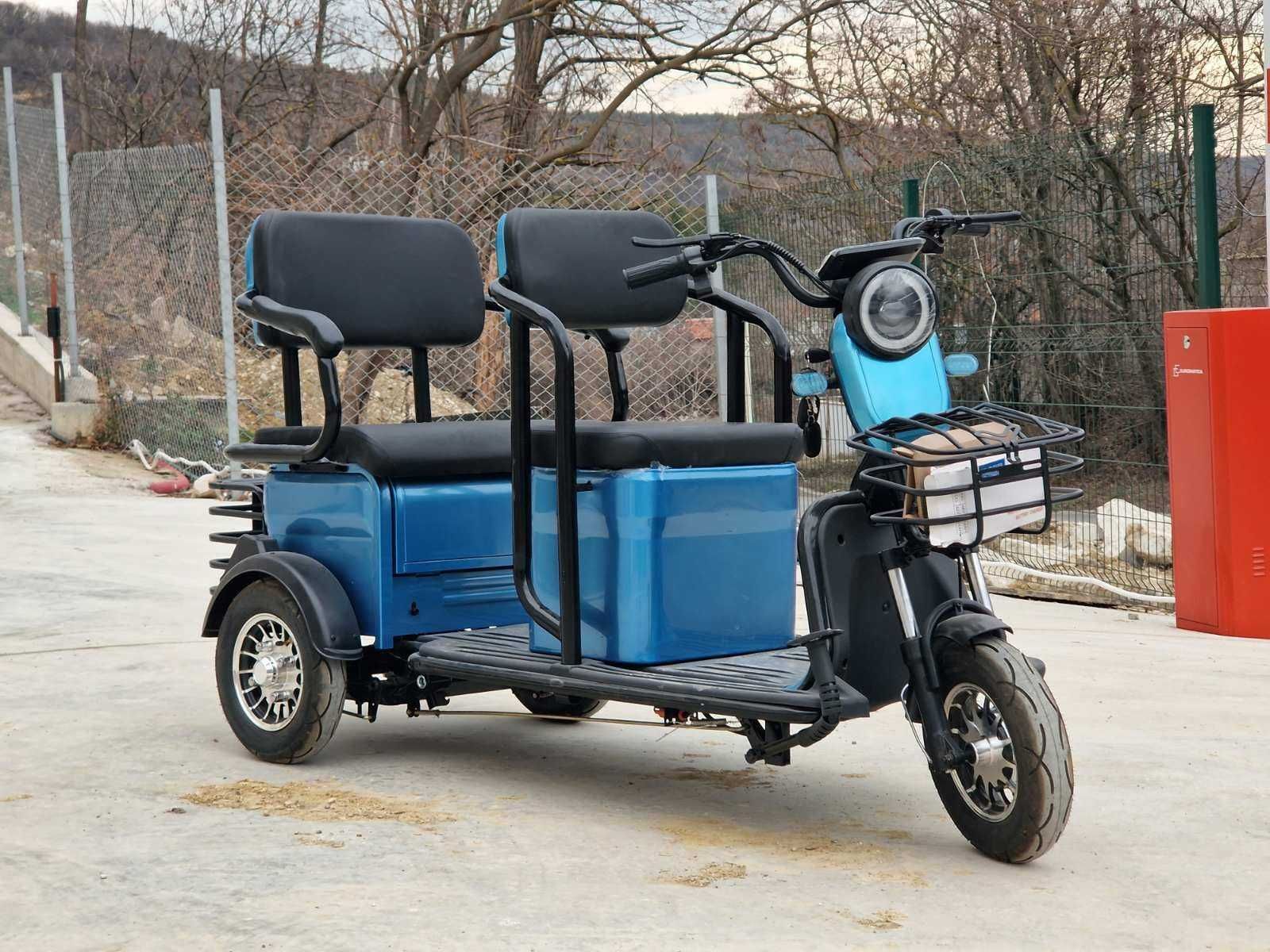 Triciclu electric 2 locuri cu bena FARA PERMIS 1200w32ah NOU -27%
