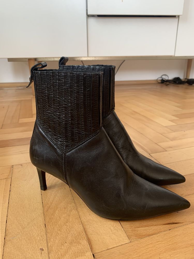 Botine cizme ghete Massimo Dutti piele negre