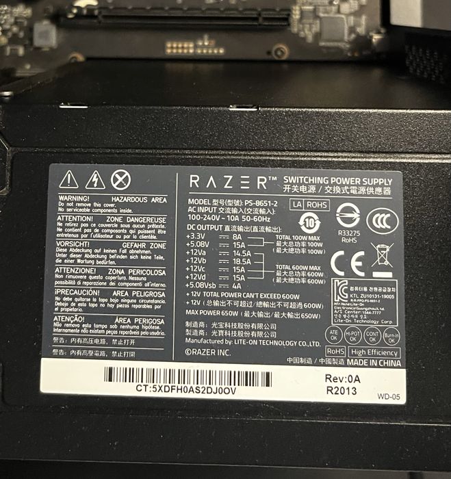 Razer Core X – eGPU кутия с 600W PSU + Thunderbolt 3 кабел