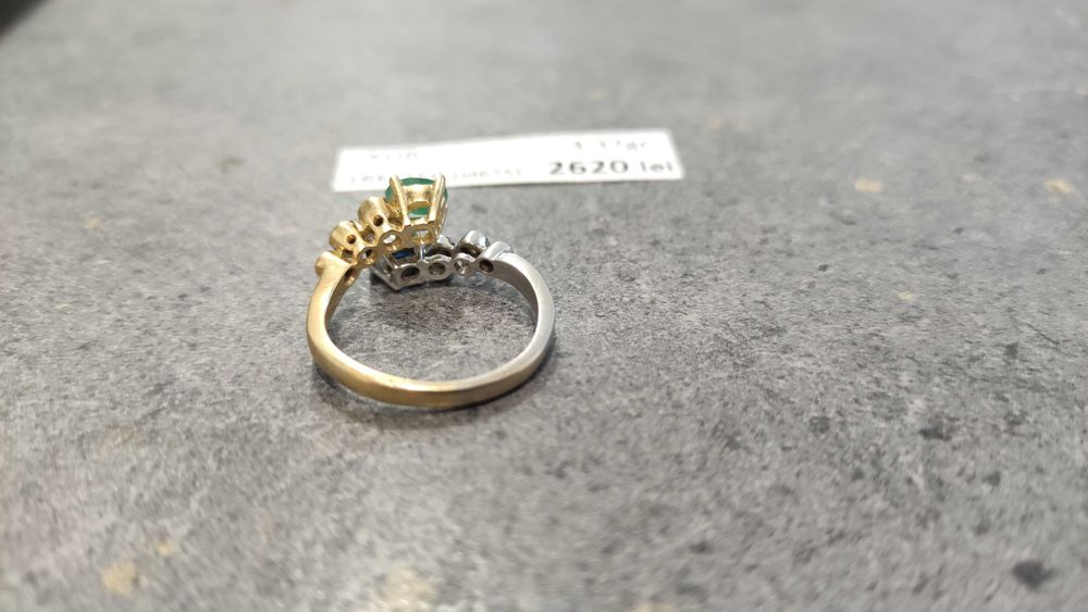 Inel aur 18 Karate, in 2 culori, ajustabil, pietre pretioase (4.37 gr)