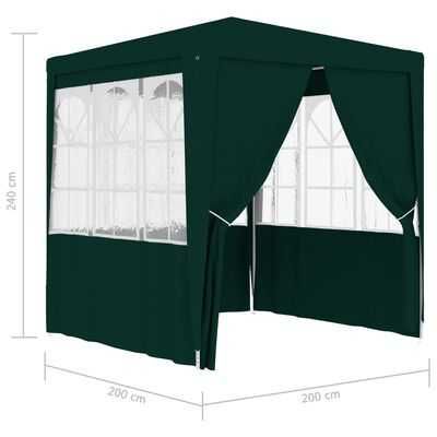 Професионална парти шатра със стени 2x2 м зелена 90 г/м²