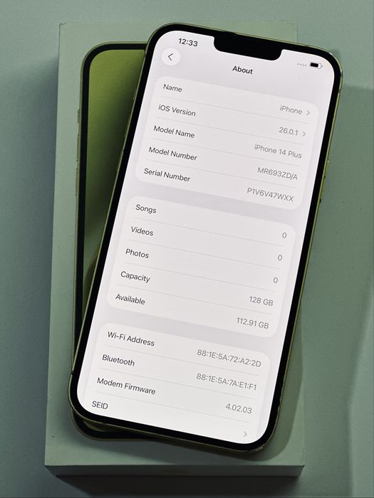 iPhone 14 Plus Yellow 94% battery